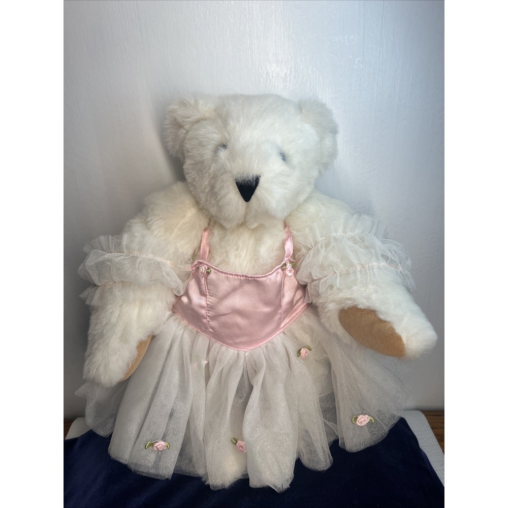 Vermont Teddy Bear Co‎ Ballerina Plush White Born In Vermont 17"